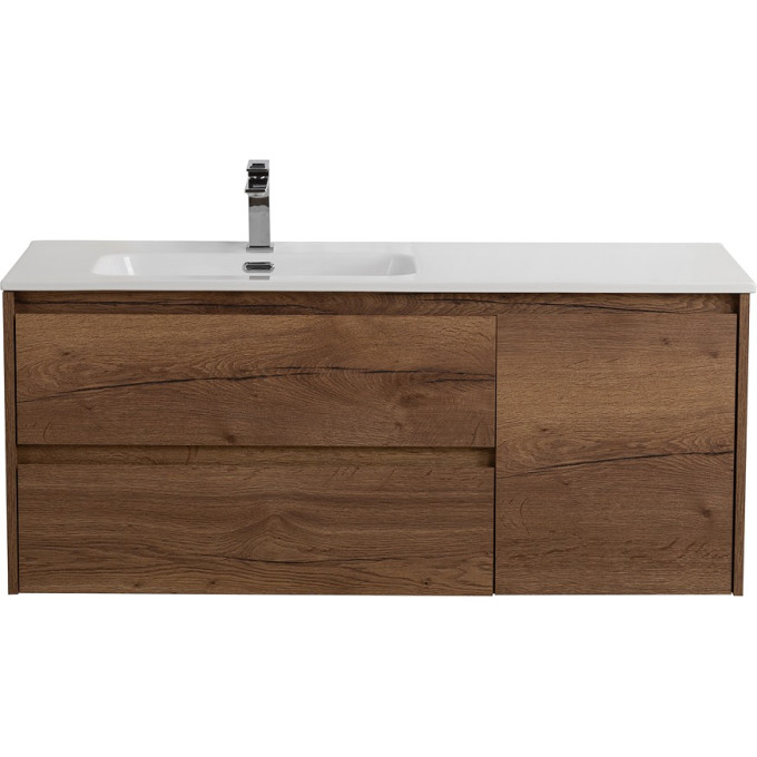 База под раковину подвесная BELBAGNO KRAFT-1000-2C-1A-SO-RT-L с двумя выкатными ящиками и одной распашной дверцей, левосторонняя, Rovere Tabacco, 1000x460x500